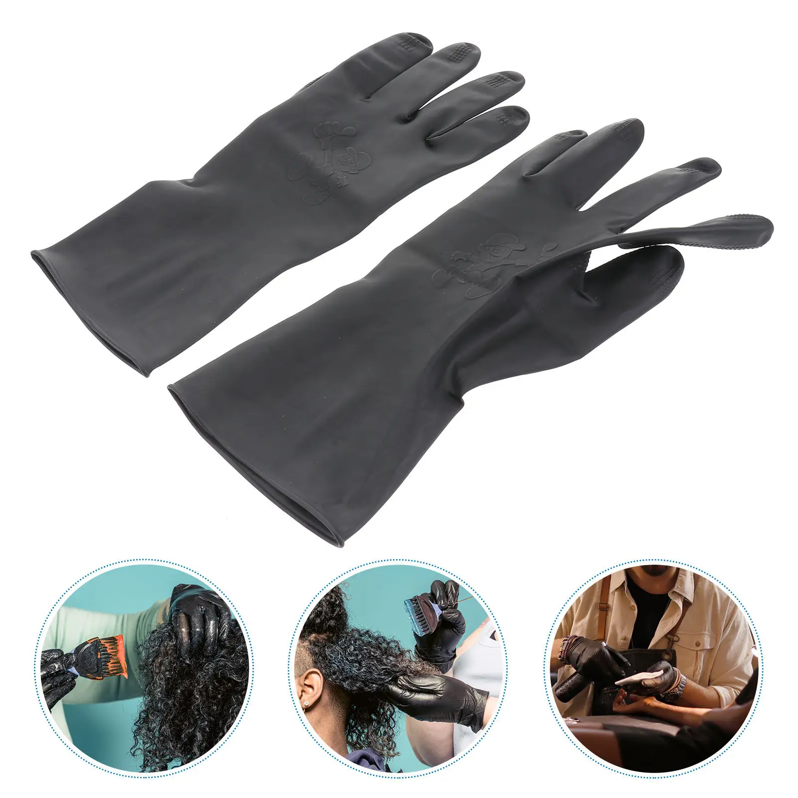 

3Pairs Hair Dye Gloves Professional Salon Grade Washable Reusable Textured Grip for Hair Styling Shampooing Coloring Cleaning