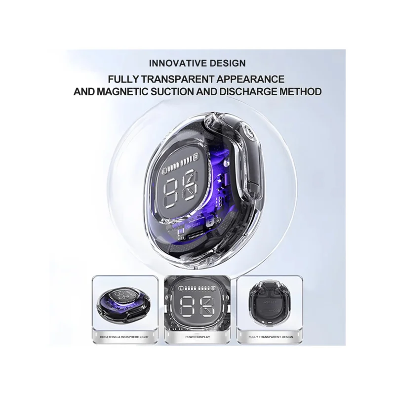 New fully transparent shell design with low touch delay wireless earphones,  running, sports, and gaming