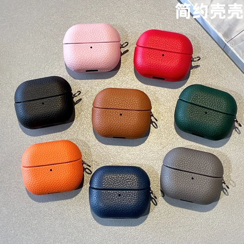 2025 for Samsung galaxy buds 3 pro case luxury Lichee Pattern cover cover for samsung buds 3 pro buzz3 capa Genuine Leather Case