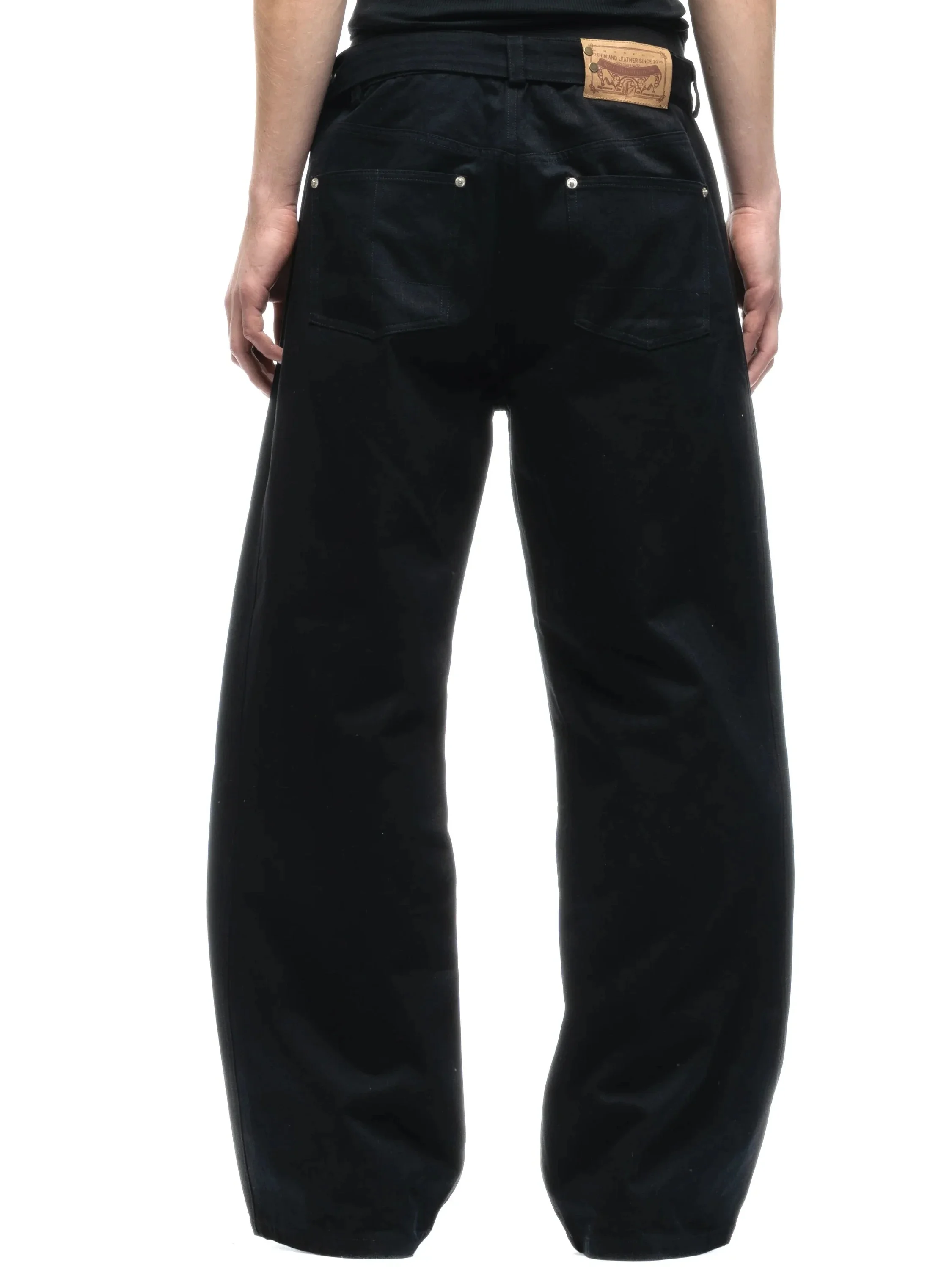 No Faith Studios Layered Bootcut Pants Multi-Layered Pocket Button Denim Jeans Men's Loose Fit Summer Cotton Jeans