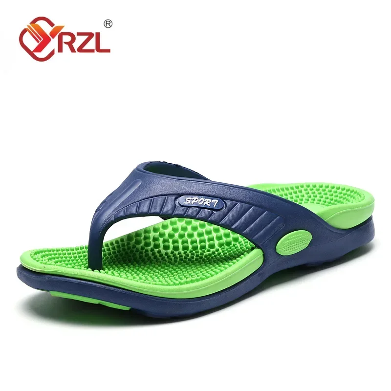 YRZL Chanclas para Hombre, Zapatillas con Gránulos de Masaje para Hombre, Sandalias cómodas para la Playa, Zapatos Informales para Hombre, Chanclas para Casa, Zapatos de Baño