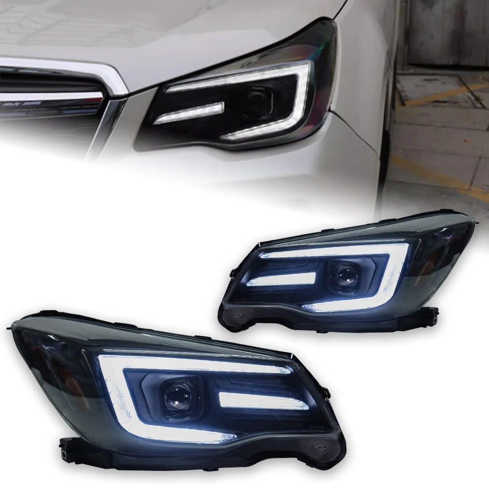Car Styling Head Lamp For Forester Headlights 2013-2016 New LED Headlight Angel Eye DRL HID Bi Xenon 6000K 10000 Lumens