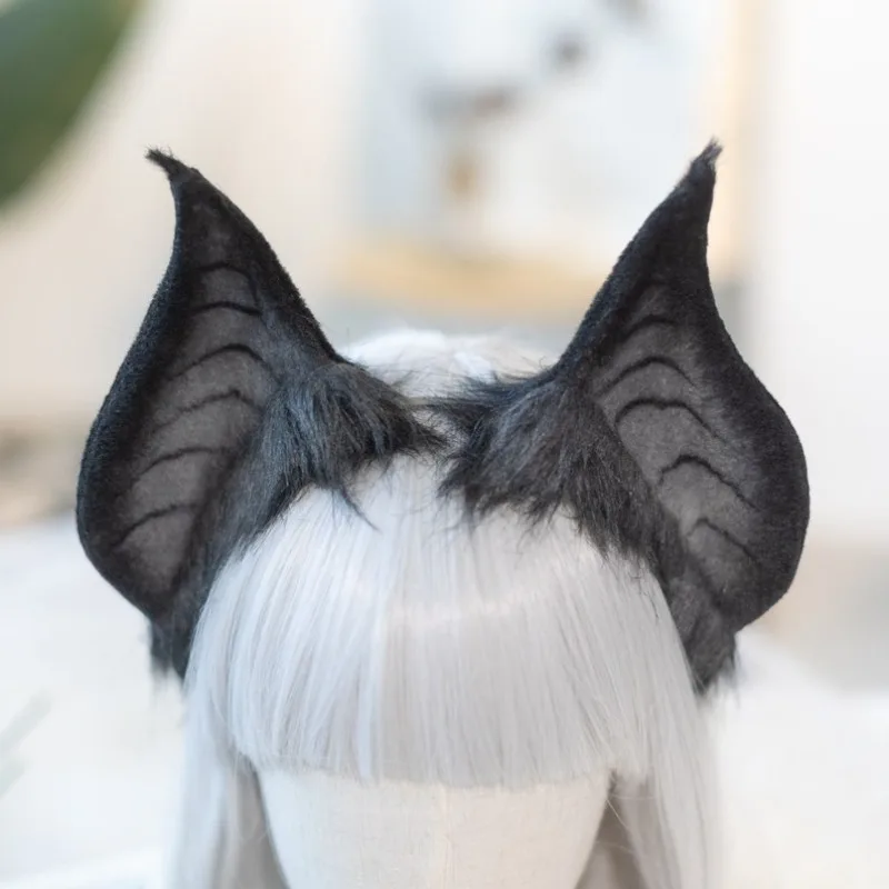 1SET/ Handmade Plush Bat Ears Headband Realistic Cosplay Headwear for Men Women Halloween Party Christmas Cute Furry Accessories