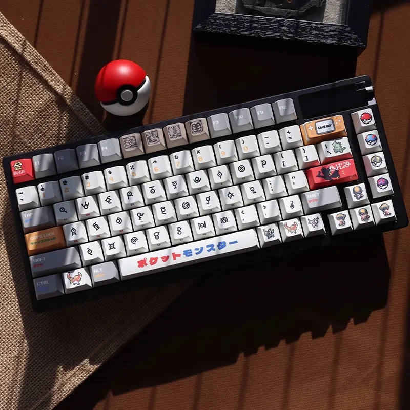 dessin-anime-anime-inconnu-totem-pokemon-keycap-jeu-pixel-style-clavier-mecanique-cle-de-remplacement-sublimation-thermique-materiau-pbt
