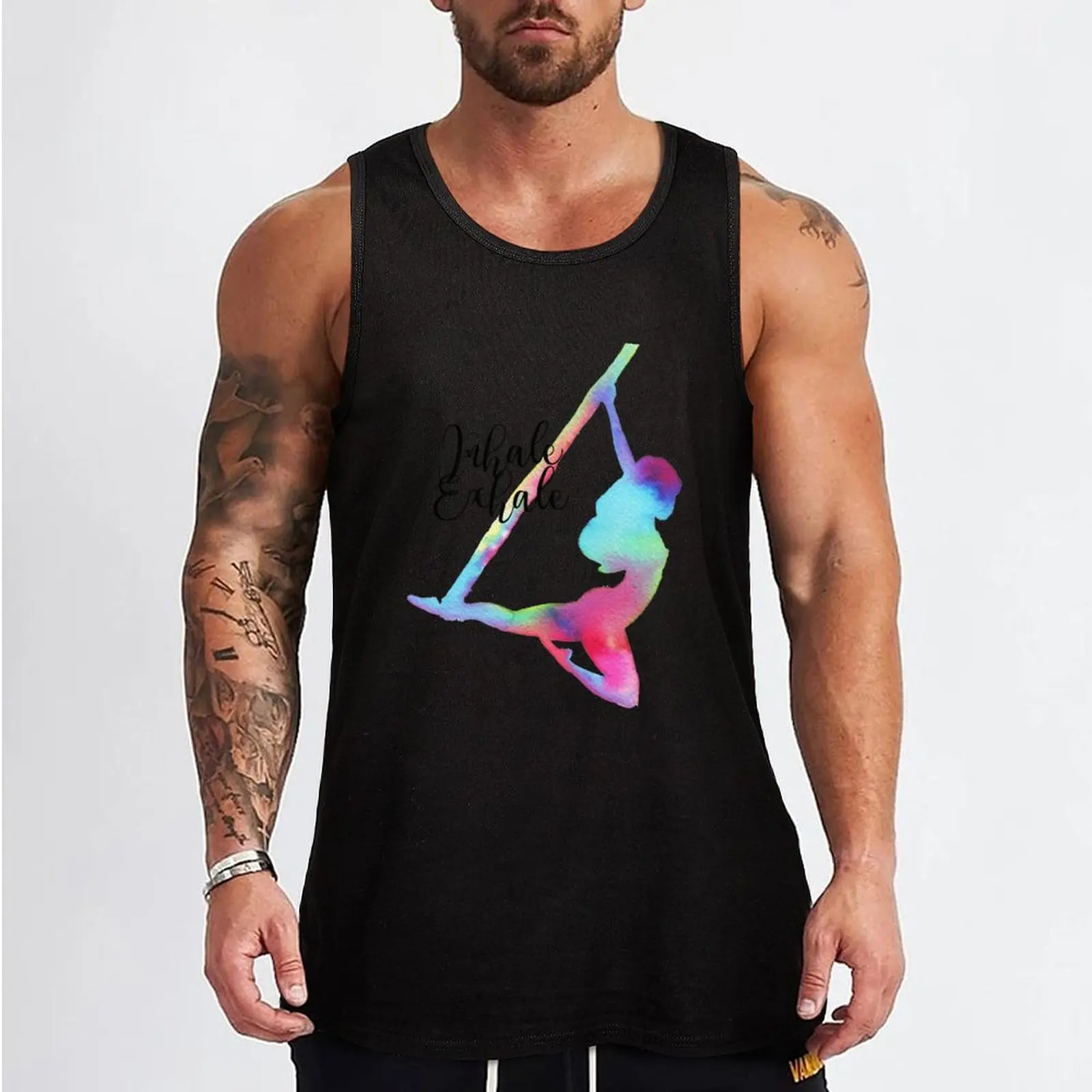 Inhale Exhale with antigravity yoga Tank Top gym accessories man vest men Men's summer t-shirt