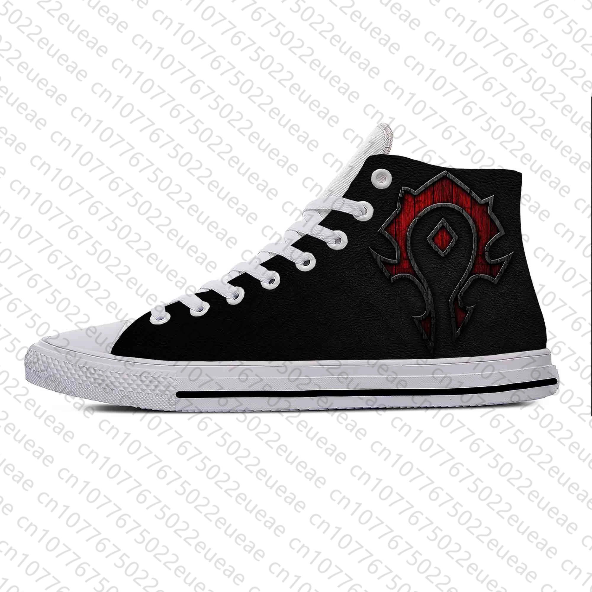 Wow Anime Game Cartoon World Of Warcraft Horde Casual Cloth Shoes High Top Lightweight Breathable 3D Print Men Women Sneakers