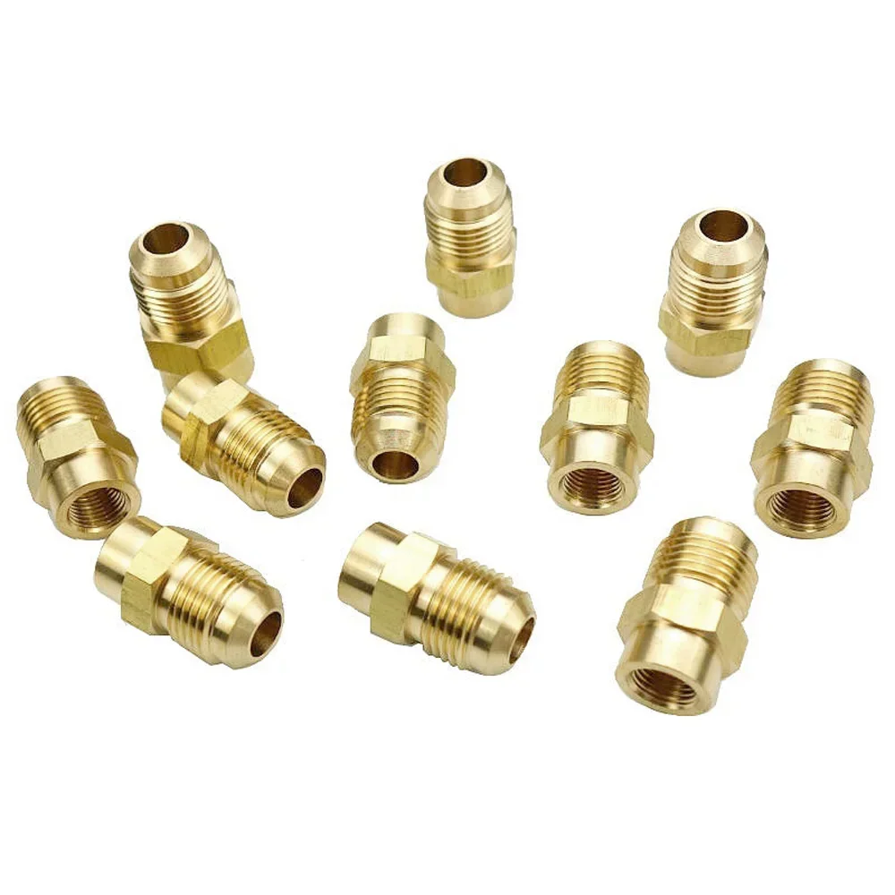 1/8" 1/4" NPT Female x SAE-Standard 45 Degree Flare Fit 1/4" 5/16" 3/8" OD Tube Brass Pipe Fitting Coupler Conneter For Air Cond