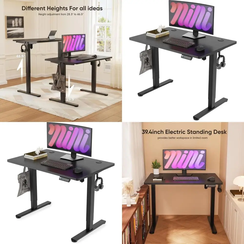 

Эргономичный электрический регулируемый стол, высота 39,4, 3 настройки памяти, черный для домашнего офиса