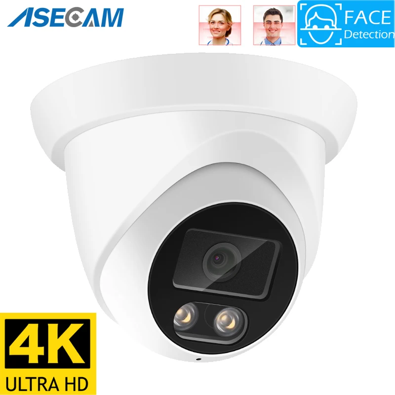 8MP 4K IP Camera Outdoor Face Detection Audio Dual Light H.265 Onvif CCTV Metal Dome POE Surveillance Security RTSP