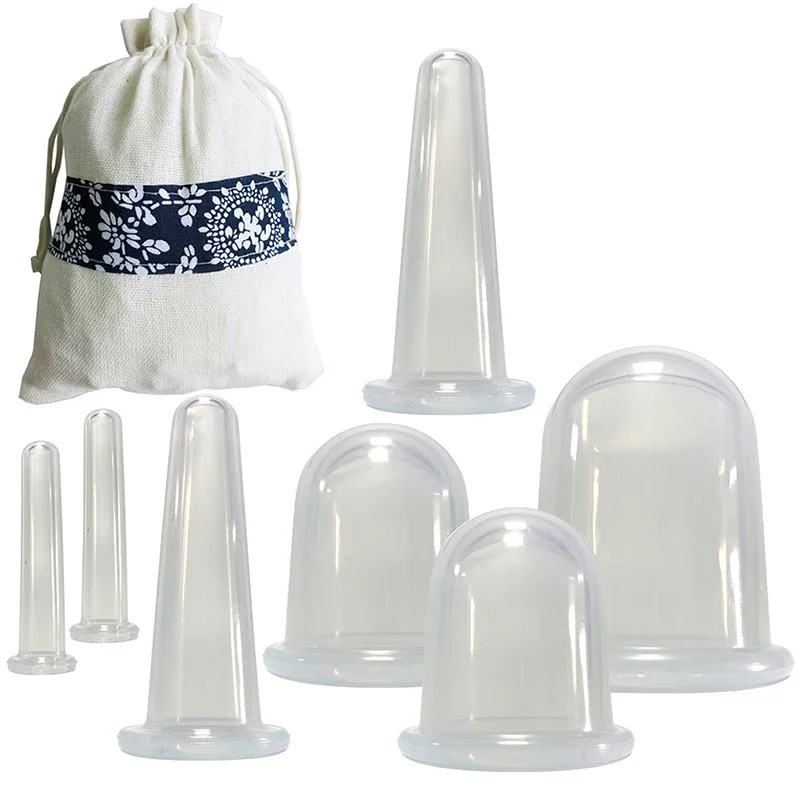 7Pcs Set Silicone Anti Cellulite Cup Vacuum Massage suction Cups Body Pain Relief Roller Manual Suction Cups Cupping Therapy