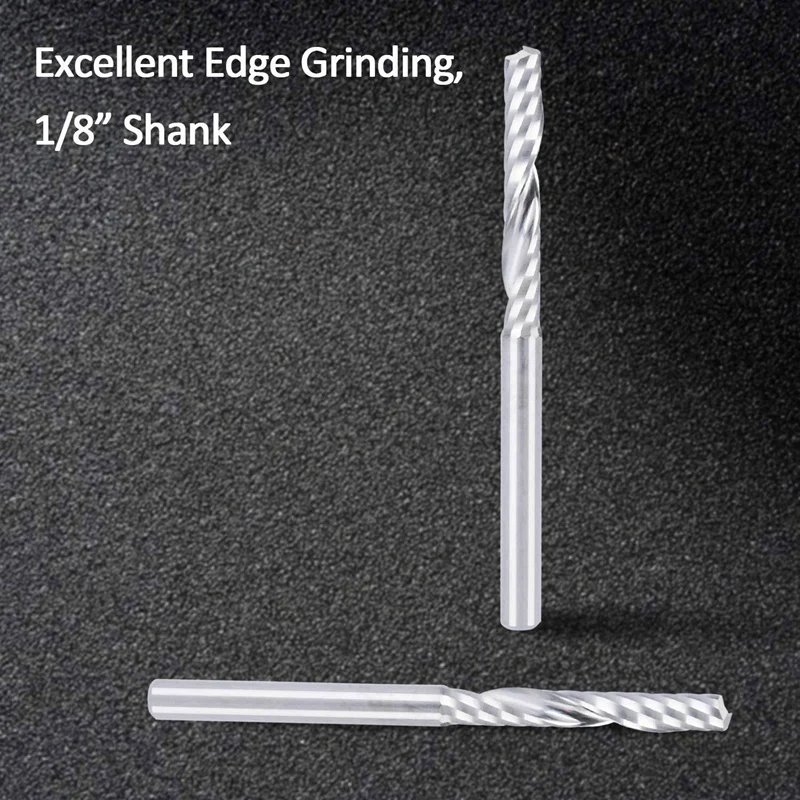 10 Pack CNC Router Bits 1/8 Inch Shank Spiral Upcut Router Bit Single Flute End Mill Set Milling Cutter Tungsten Steel Engraving