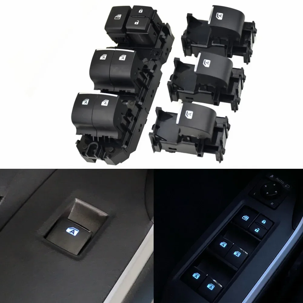 

Full Set Ice Bule LED Light Power Window Switch For Toyota RAV4 RAV 4 2019 2020 2021 Car Left Driving Button