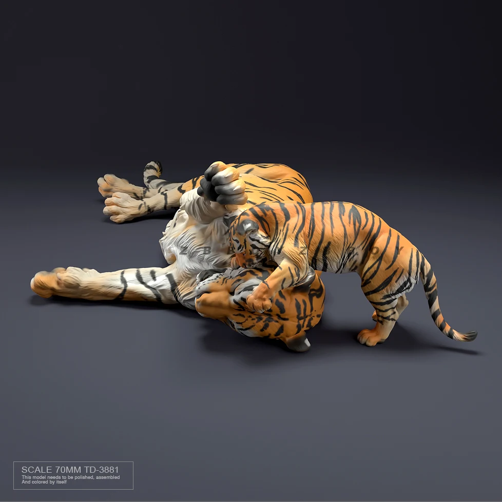 

70mm Resin model kits tiger figure colorless and self-assembled TD-3881