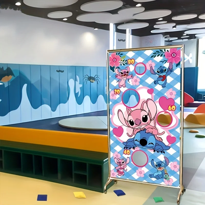 

1PC Disney Stitch Polyester Party Supplies Set with 4 Bean Bags Random Color Cute Stitch Angel And Lilo Design Ideal for Themed