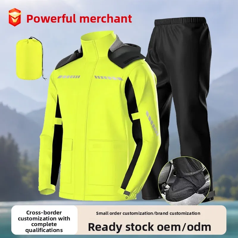 hot-sale-waterproof-motorcycle-raincoat-two-piece-split-rain-suit-heavy-duty-anti-downpour-jacket-with-pants-for-adult-riding