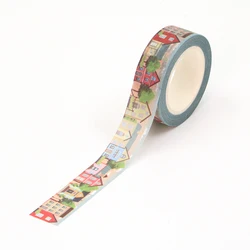 Washi Tape-Ruban adhésif décoratif, papier japonais, masquage, artisanat, journal, maison, bâtiment, nouveau, mignon, 73, 1 pièce