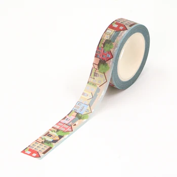 NEUE 1PC Dekorative Nette Café Haus Gebäude Japanische Papier Washi Tape Handwerk Journal Abdeckklebeband Schreibwaren