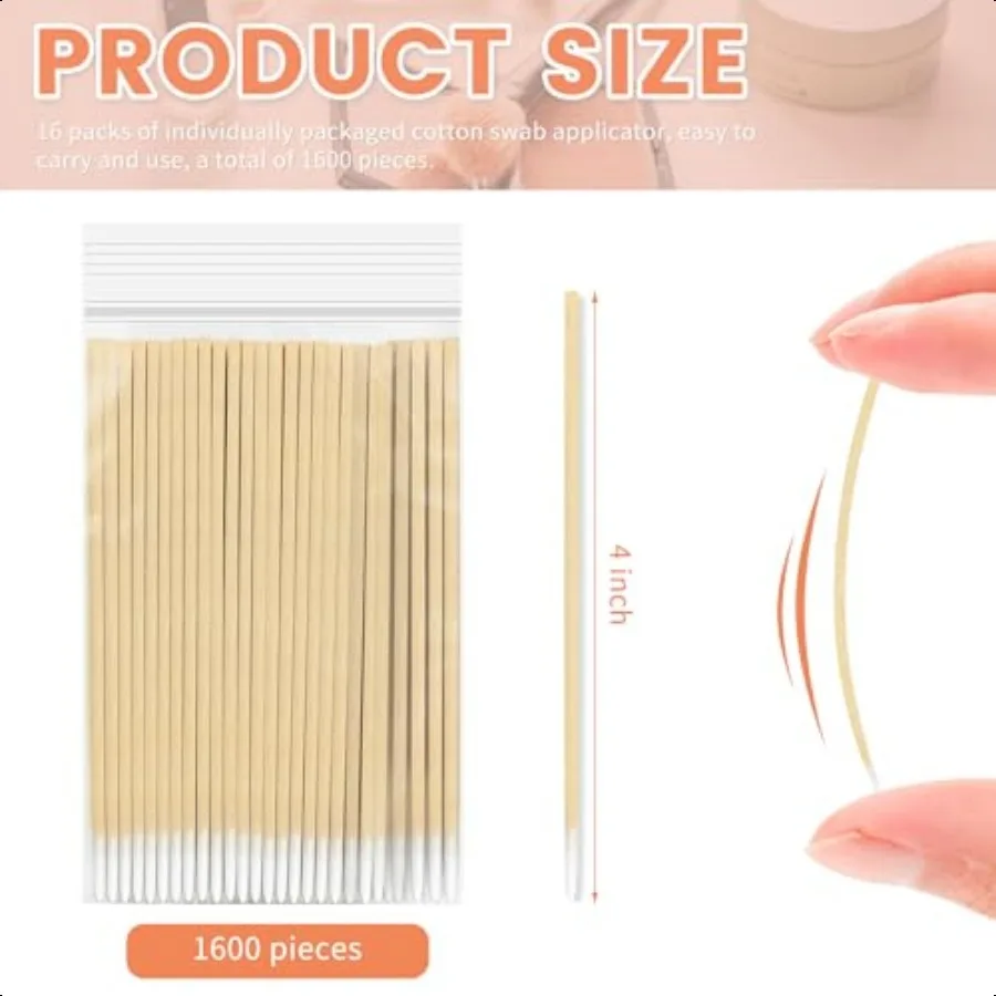 1600PCS Precision Microblading Cotton Swabs 4 inch Pointed Cotton Swab  Cotton Sticks for Makeup Cleaning Nail Polish Eyebrow T
