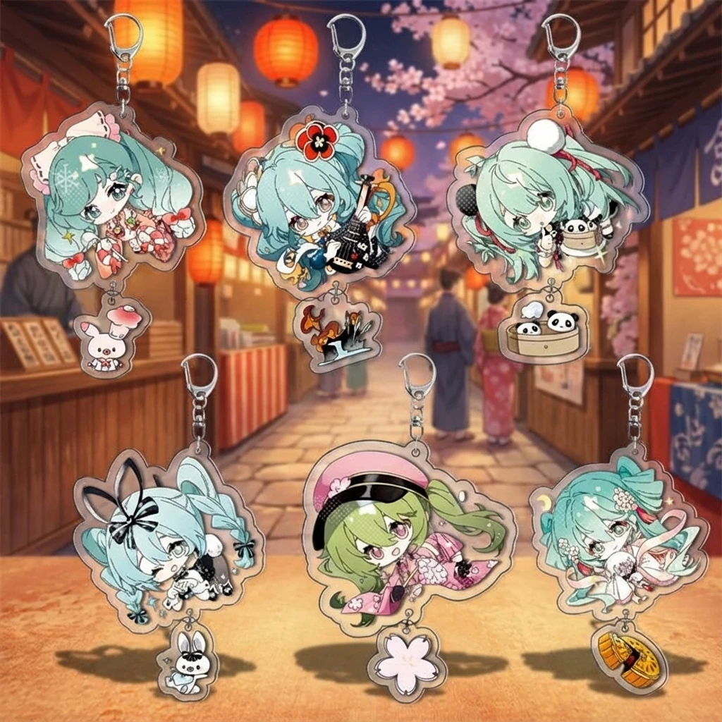 Miku Hatsune princesa llavero acrílico Virtual Idol mercancía listo en Stock colgante diseño en capas figura de Anime coleccionable