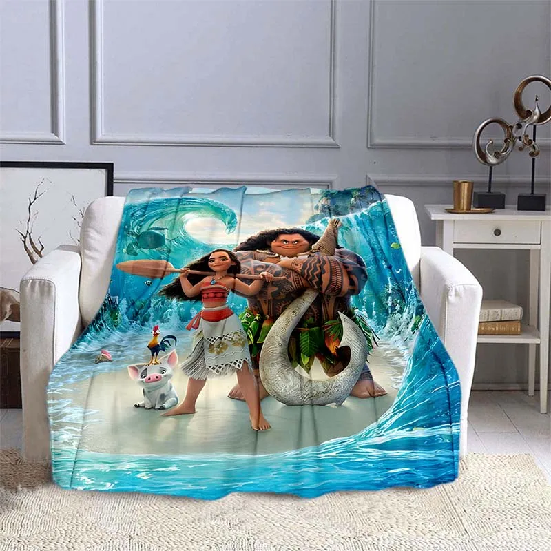 10 Sizes Disney Moana Pattern Blanket Warm Soft Fluffy Kids and Adult Sofa Bed Throw Blanket Outdoor Travel Camping Blanket Gift