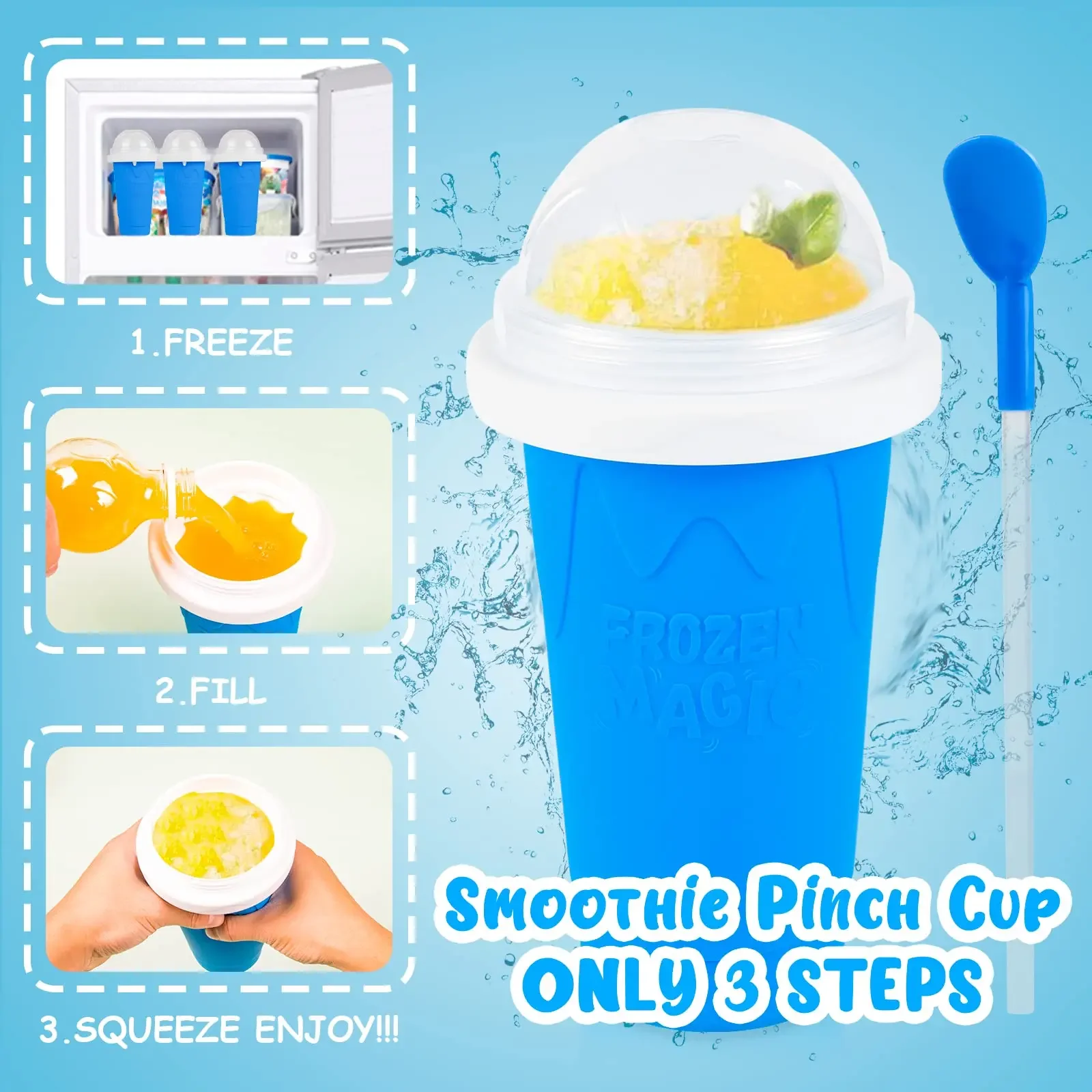 Summer Magic Slushy Maker, Squeeze Cup, Milk Shake caseiro, refrigeração, squee, DIY, para a família, 2024