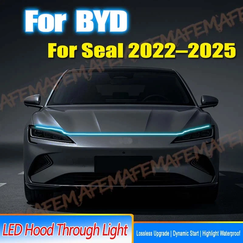 Car Engine Hood Decorative Light Bar Waterproof DRL LED Strip For BYD Seal 2022-2025 Daytime Running Light Start-Scan