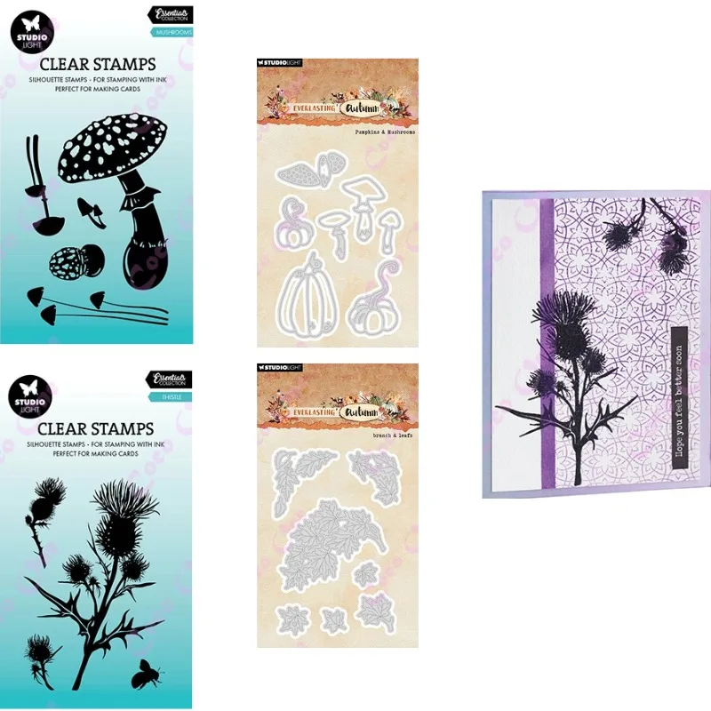 Sprouts Curl Up Like Patterns Metal Cutting Dies and Clear Stamps Cut Die Mold Blade Knife Punch Scrapbook Paper Craft Stencils