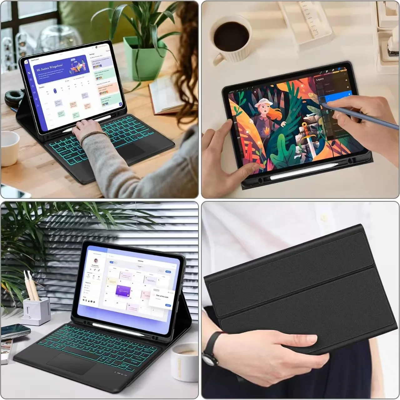 Case for Samsung Galaxy Tab S7FE S9FEPIus+ 12.4 Inch ,Keyboard Case for Samsung Tab S7 S8 S9 S10 Plus 12.4 inch Keyboard Case