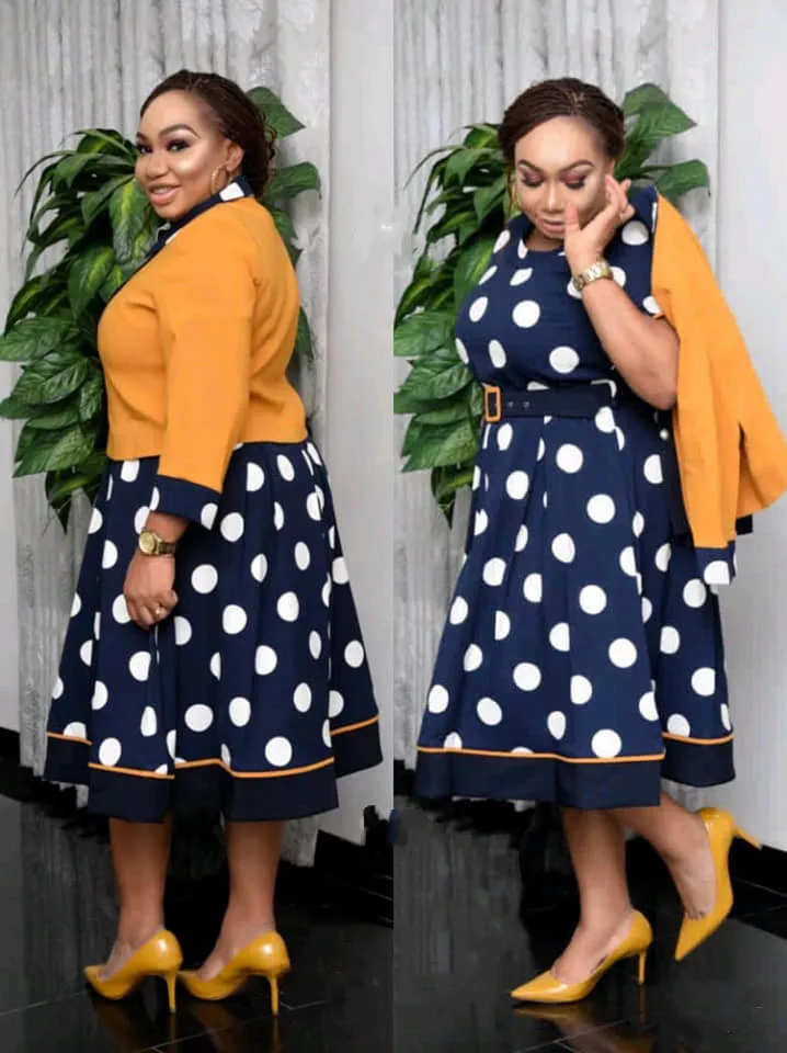 Two Piece Set Versatile Fashion Daily Style High Waist Autumn/Winter Fashion Wave Dot Print Set Dress Two Piece Set