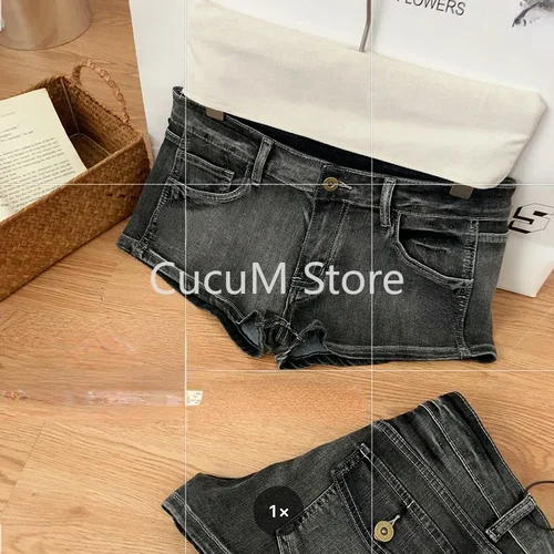 Imagen 2 del producto Verano Mujer Y2k Streetwear Gyaru Harajuku moda Grunge Vintage Coquette tiro bajo 2000s pantalones cortos vaqueros pantalones calientes japoneses