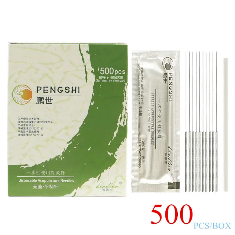 

500 Disposable Acupuncture Needle Aseptic Small Tip Sharp Packaging 50*10pcs Korea Flat Handle with Plastic Tube Body Massager