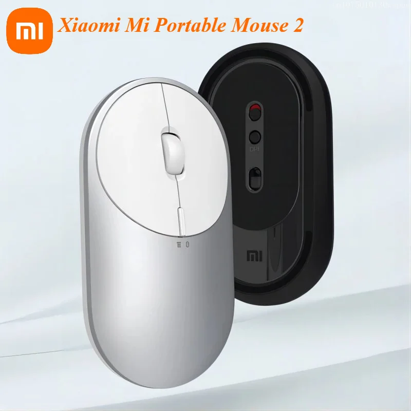 Xiaomi Mi Portable Mouse 2 4-DPI 4000 2400 1800 1200 Bluetooth-compatible RF2.4 Aluminium Metal ABS Windows 10 Android