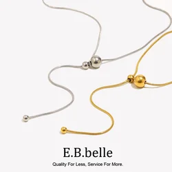 Pulling Rope Bead Y-shaped Snake Chain Necklace 18K Gold Plated Decoration Silver Color 316L Stainless Steel Jewelry