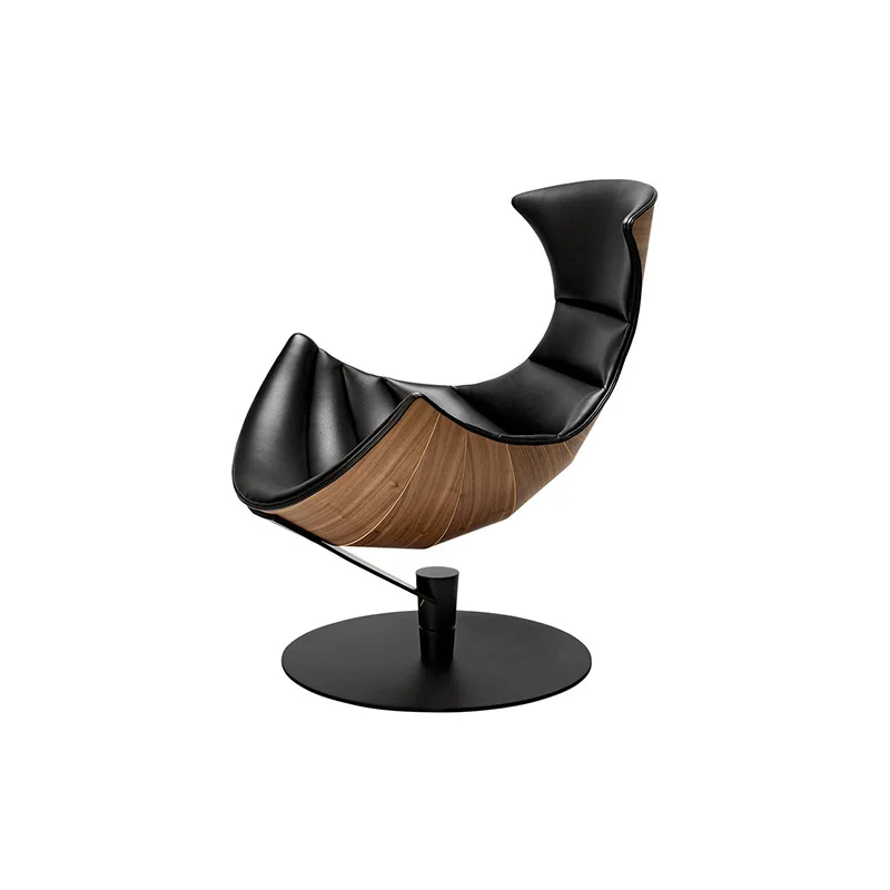 

High-end solid wood single sofa chair casual living room swivel chair Italian minimalist lobster chair