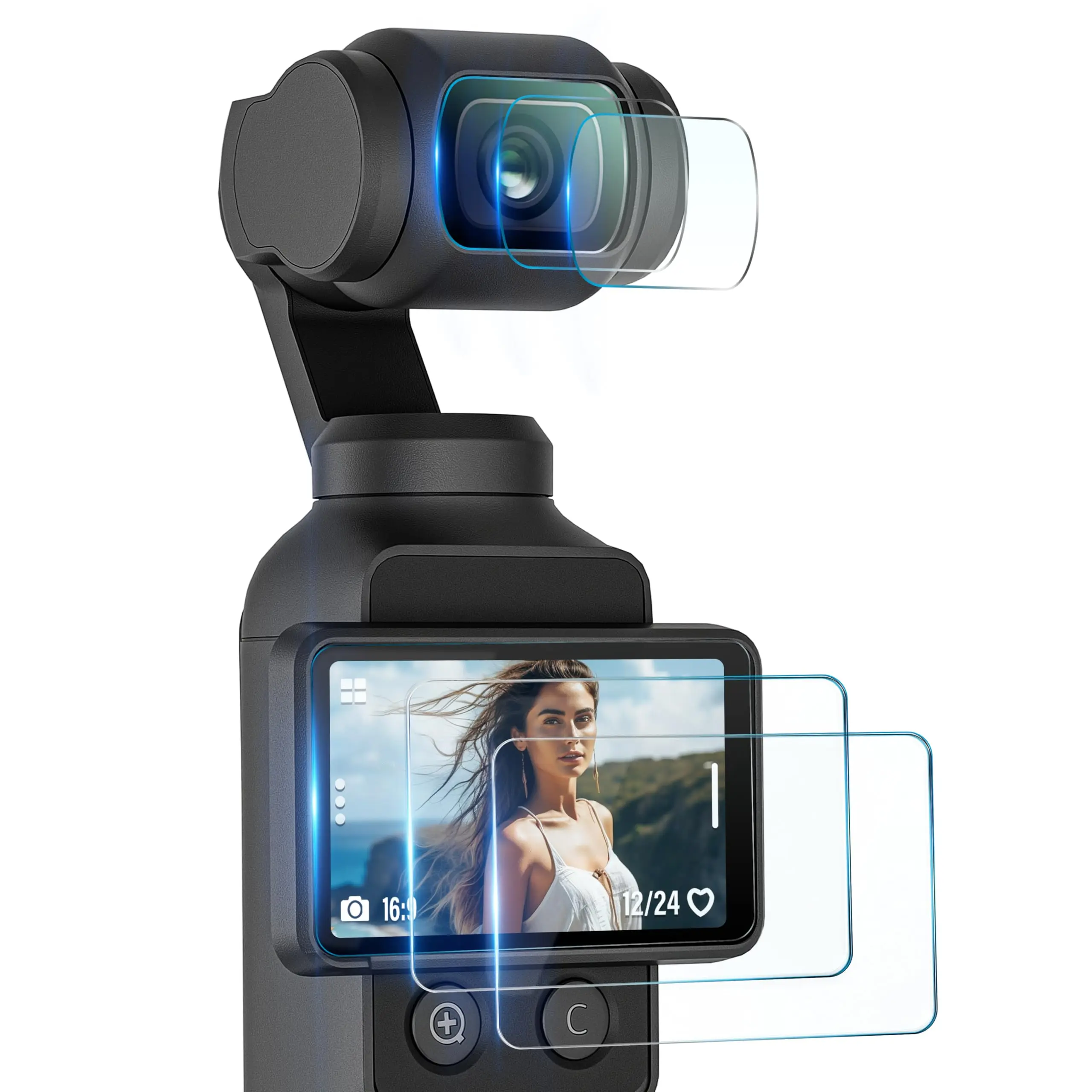 HD Tempered Glass Screen Protector For DJI Osmo Pocket 4 Accessories Main Screen/Camera Lens 3-Piece Set