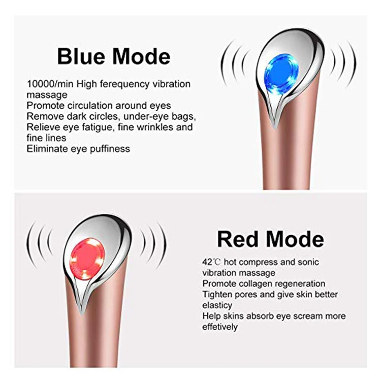 Gezicht Oog Massager Huidverzorging Derma Roller Led Lichttherapie Apparaat Oog Warme Schoonheidsapparatuur
