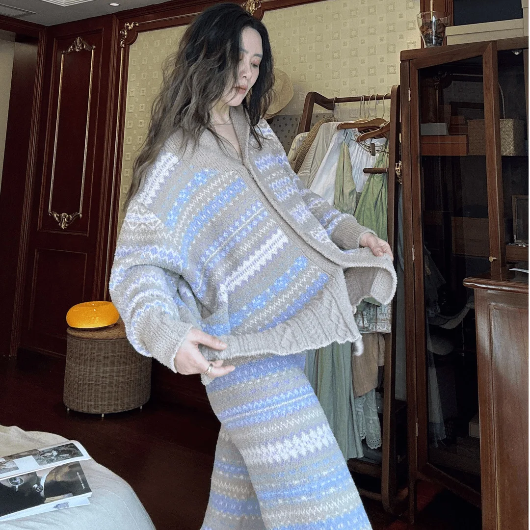 

Pjs Setwomen's Pajama Setwomen's Winter Pajamasfashionable Home Clothes, Pajamasfair Islecute and Soft Pajama Set