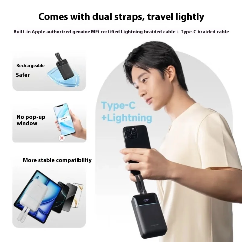 CUKTECH CP24 40W PowerBank 20000mAh 40W High-Capacity Digital Display Dual-Cable Fast Charger Flight Approved for iPhone/Android