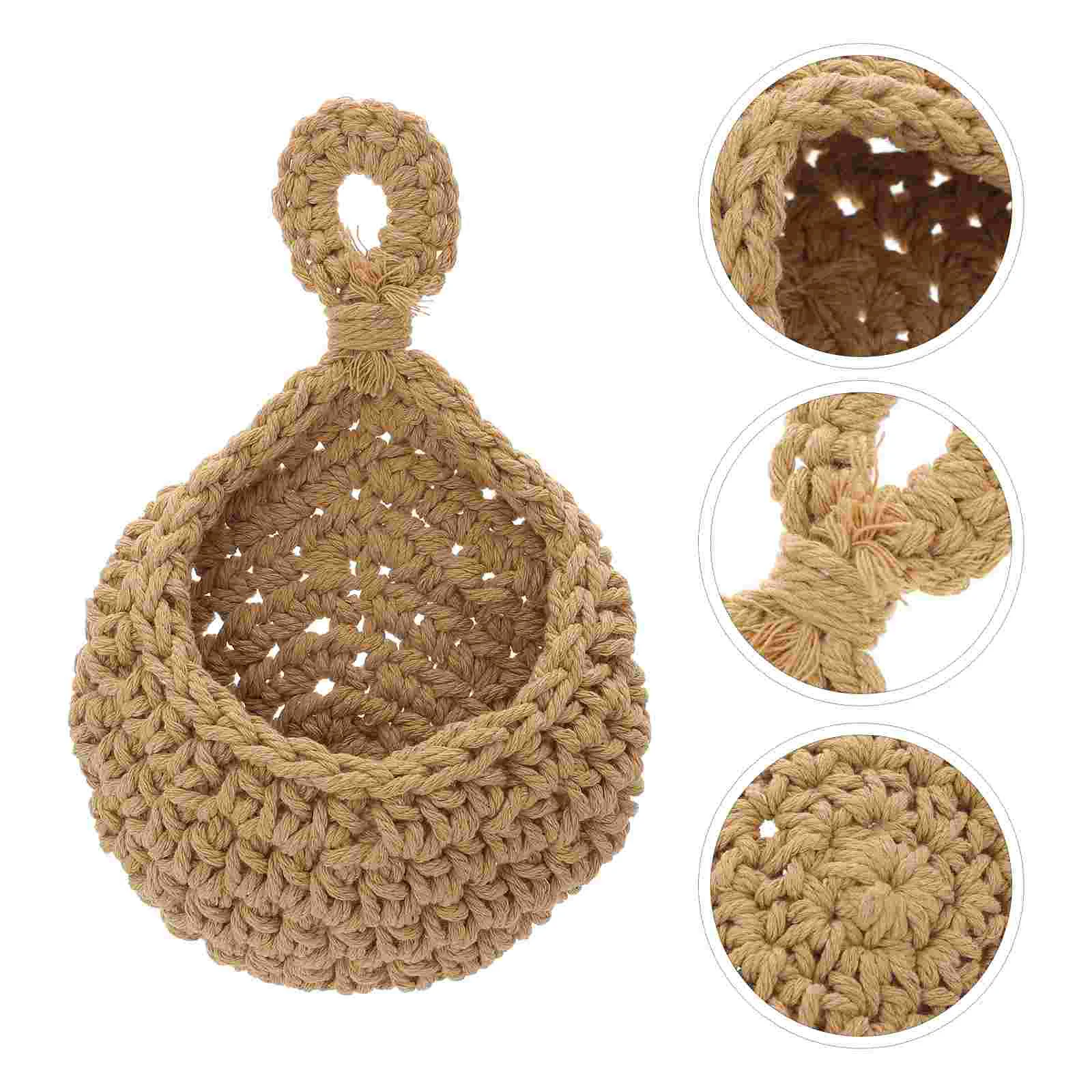 

Fruit Basket Vegetable Bag Stove Kitchen Wall Round Woven Hammock Hanging Fruits
