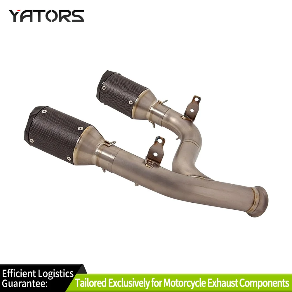 Exhaust Systems Titanium Dual Exhaust Mid Pipe Carbon Muffler Modified Slip On For Duke 790 890R Exhausts Pipes