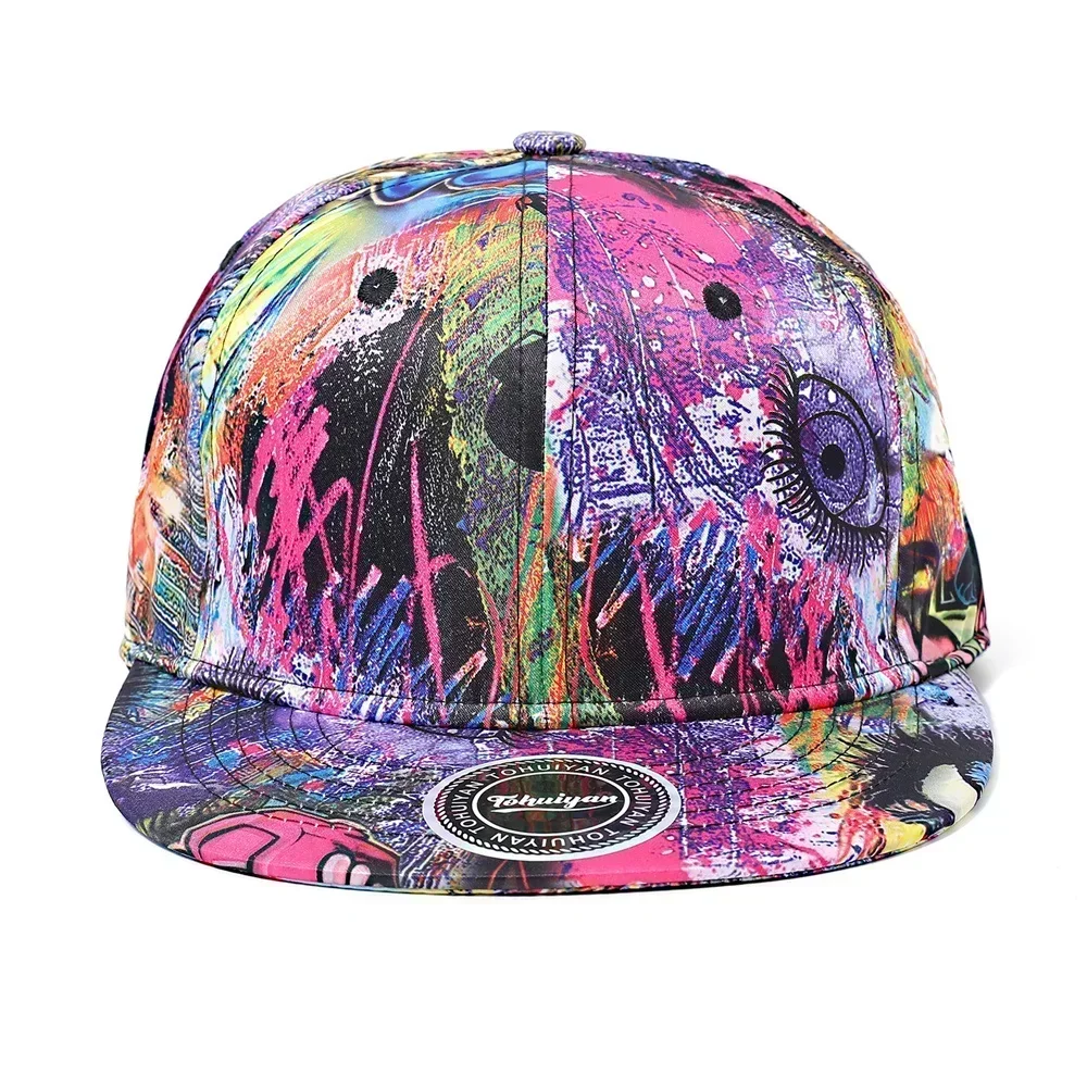 2024 Graffiti Printing Baseball Cap Men Bones Snapback Hat Women Flat Visor Hip Hop Caps Streetwear Sun Hats Random Pattern