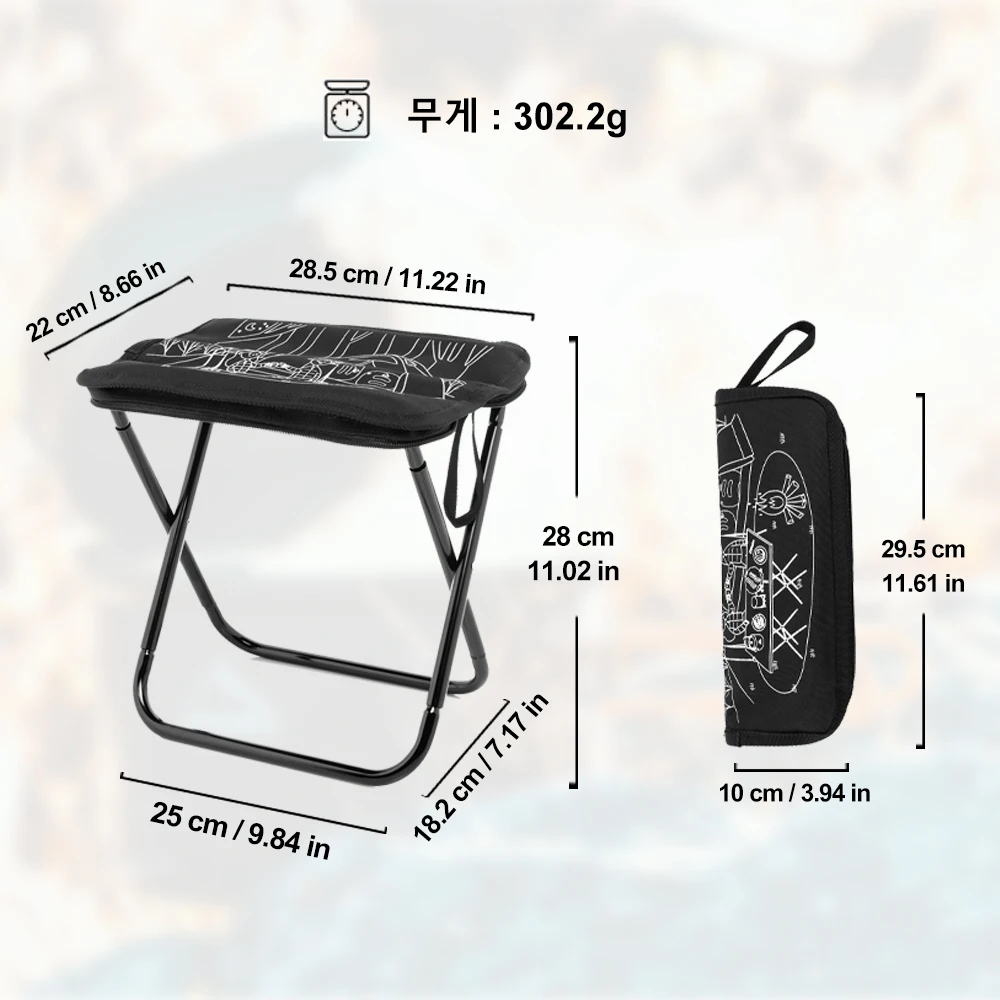 Widesea Taburete plegable para acampar, silla de pesca al aire libre, almacenamiento ligero con cremallera, muebles portátiles de acero inoxidable