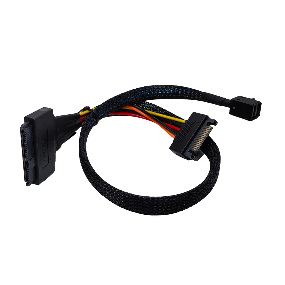 0.5M 1M Internal PCIe 4.0 Mini SAS SFF-8643 to U.2 SFF-8639 SSD with 15 Pin Male SATA Power Cable