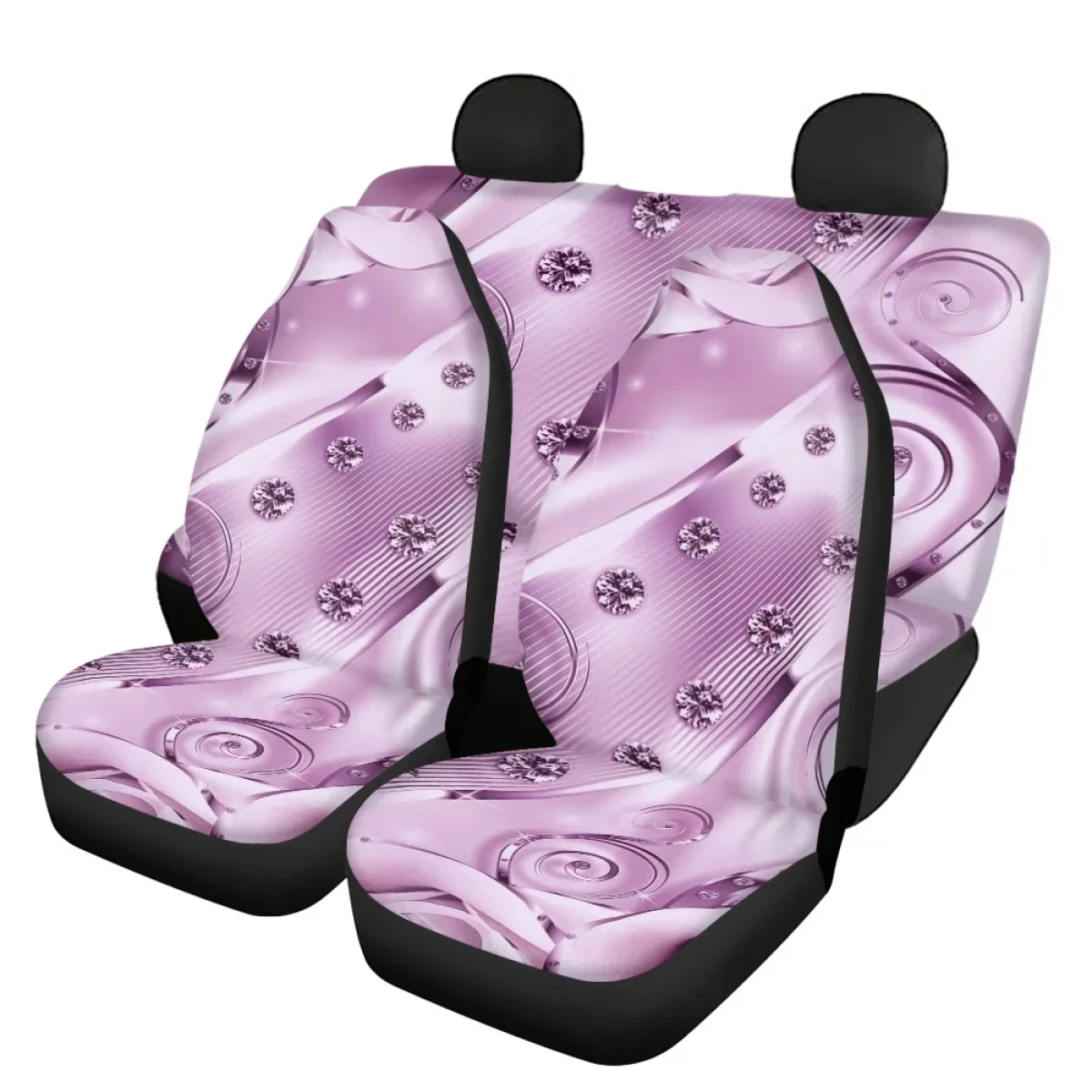 Jewel Flower Art Design Car Seat Cover Fashion Soft Front and Back Car Seat Covers Universal Most of Vehicle Seat Protect Remove