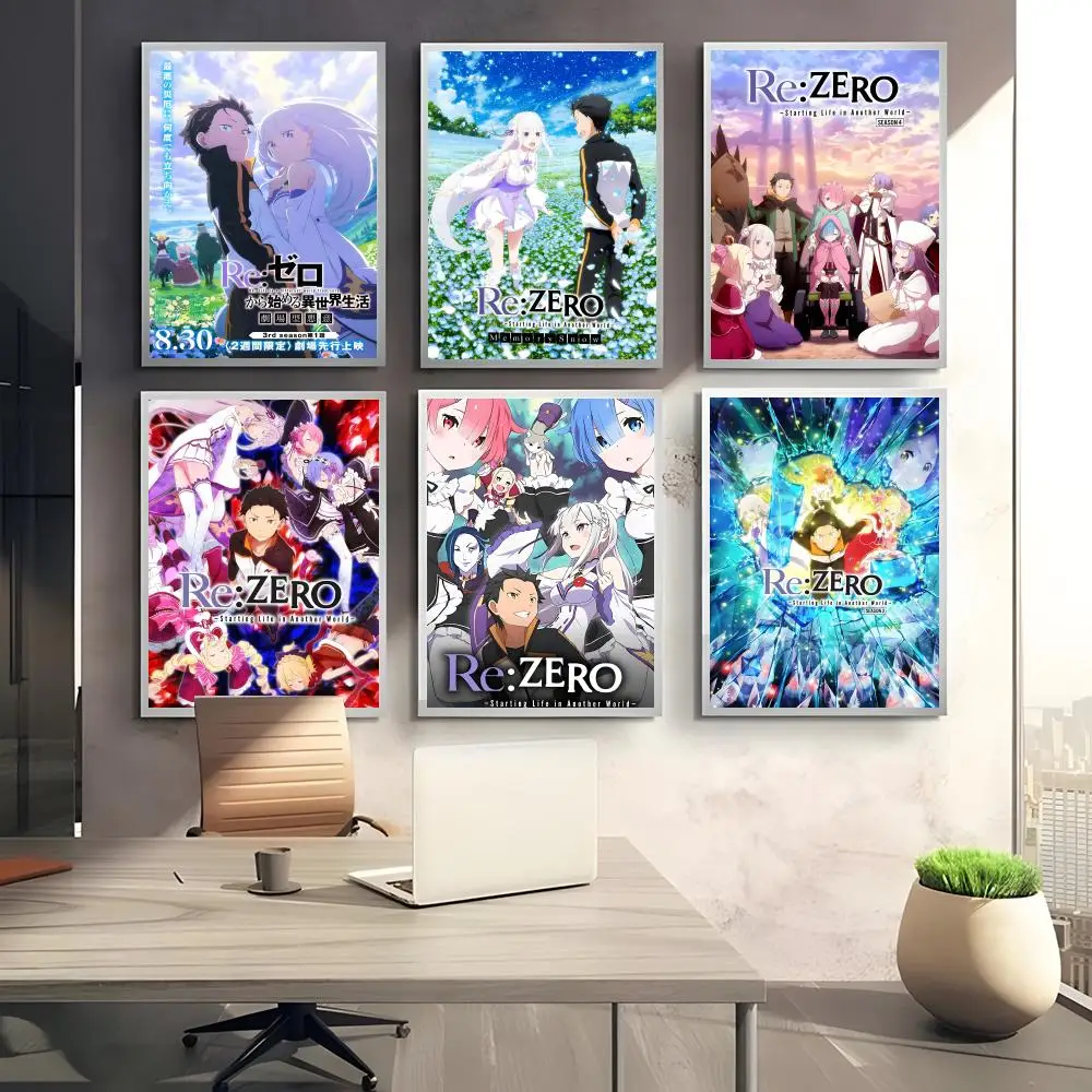 Anime R-Re Zero Poster Perfect Sticker Self Adhesive Art Designed for Home Dining Office