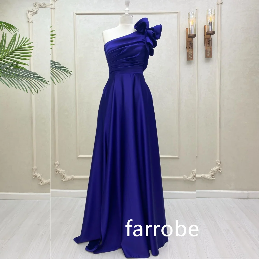 Customized Classic Pleat Flower A-line One-shoulder Long Dresses Evening Dresses Exquisite Modern Style Pastrol Unisex Chinese S