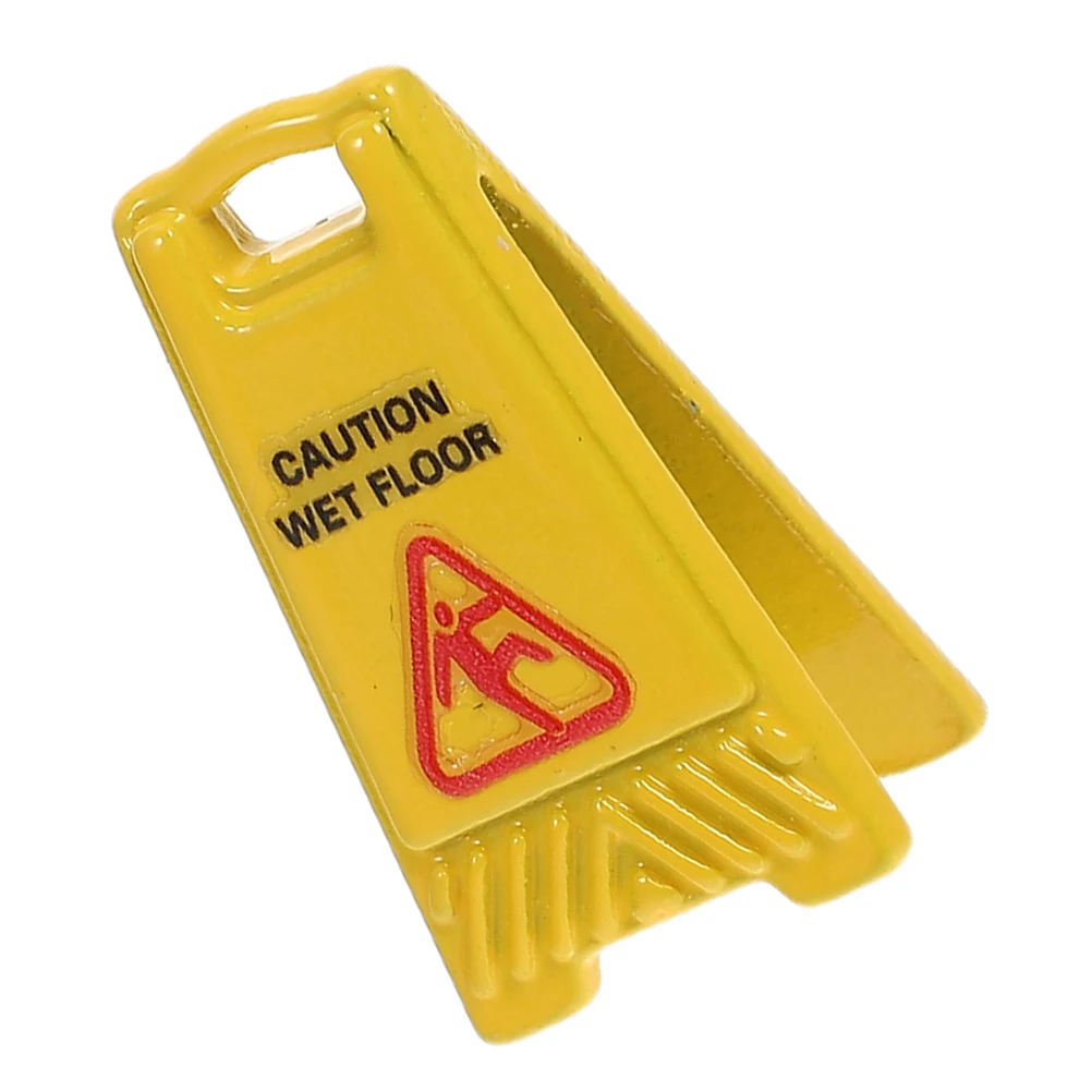 

Miniature Decorations Dollhouse Miniatures Wet Floor Warning Sign Toy Room Caution Alloy