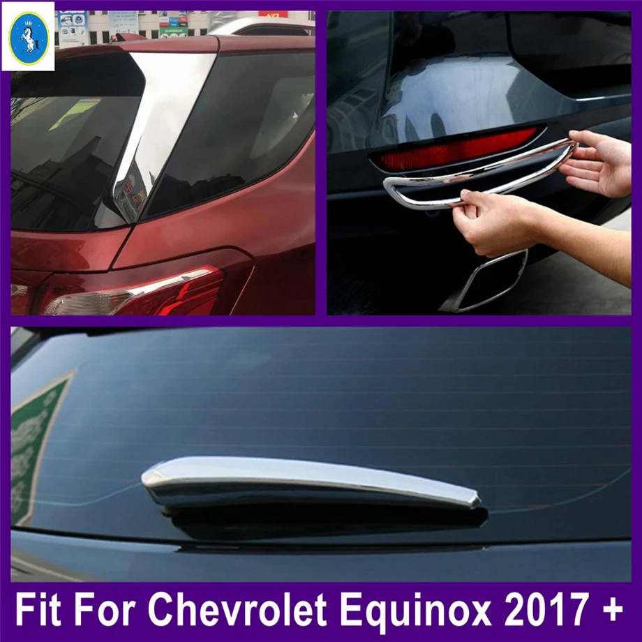 

ABS Chrome Tail Window Spoilers Panel Rear Fog Light Lamp Window Wiper Decor Strips Cover Trim For Chevrolet Equinox 2017 - 2023