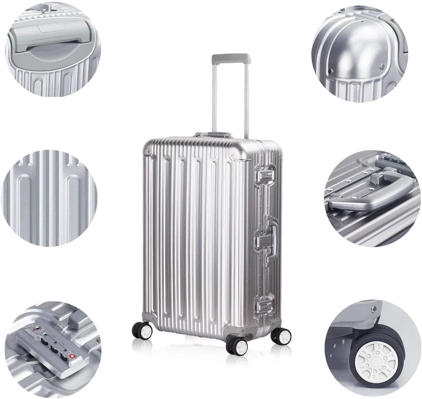 Travelking All Aluminum Luggage Zipperless Hard Shell Suitcase With Tsa Lock Spinner Wheels Lightweight Metal Alloy Suitcases