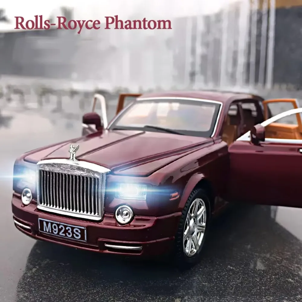 1:24 Rolls Royce Phantom Alloy Cars Model Toys Diecast Limousine Sound Light Pull Back Toys Children Christmas Gifts Collection